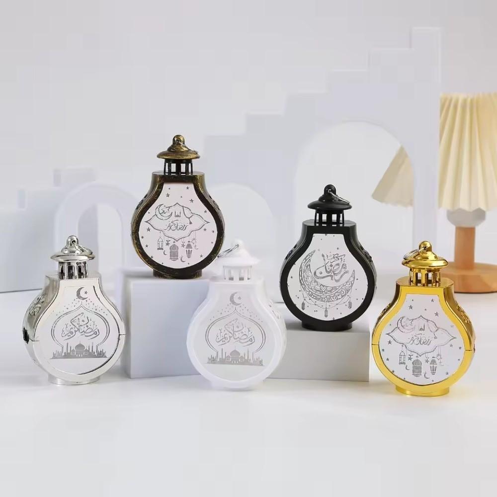 Eid Mubarak Moon Ramadan Decoration LED Lantern Plastic Handheld Moon Lantern Castle Lights Islamic Party Decoration