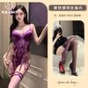 Sex underwear light luxury temptation satin sexy lace splicing shapewear straps empty onesie women