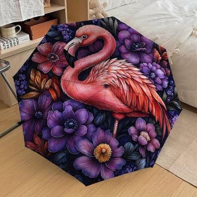 1pc Flamingo Flowers Pattern Umbrella  Automatic Opening and Closing Umbrella, High Quality Umbrella, Ideal Gift for Her 335