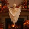Voice Triggered Scary Prop Halloween Hanging Mummy Decoration with Sounds, 31.5 Inch Activated Light Up Horror Atmosphere Glowing Skull Eyes