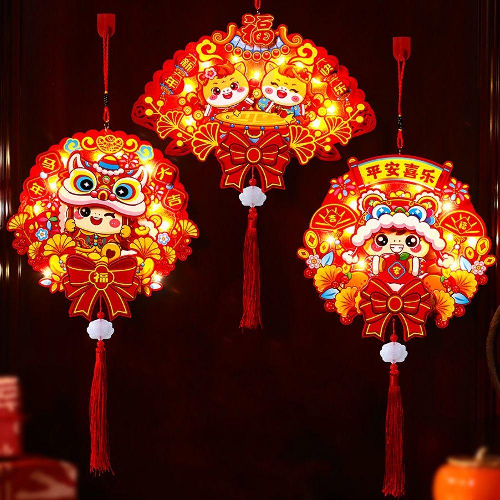 Samodzielnie wykonana Kreskówkowa Lampion na Rok Konia Błogosławieństwo Nowy Rok Szczęśliwy Wisiorek Dekoracja Domowej Imprezy