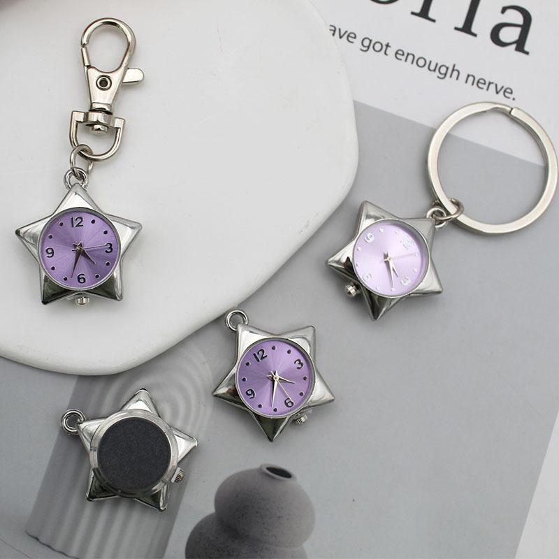 Stjerne Lommeur Klokke Anheng Nøkkelring Pynt Retro Småting Veske Sjarm Dekor Lommeur Gave