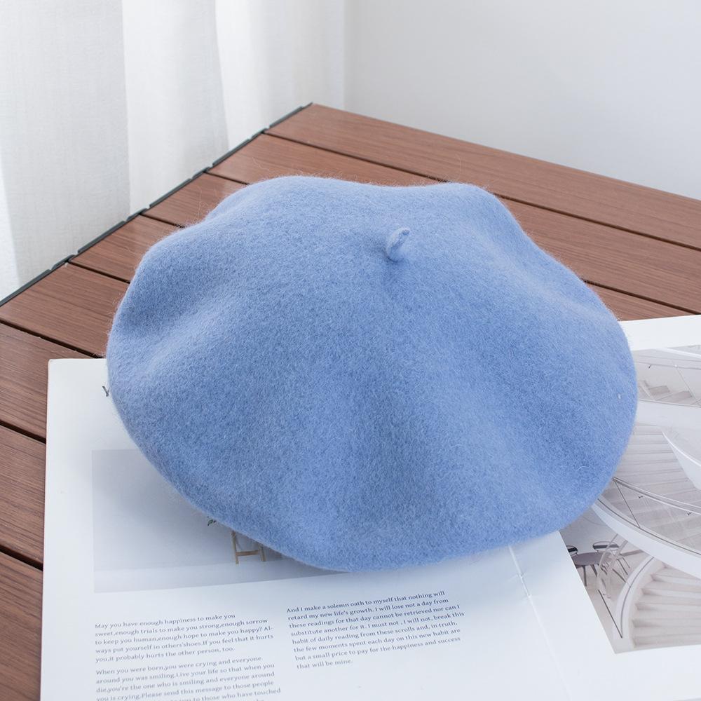 Berretto Donna Britannico Vintage Autunno e Inverno Lana Pittore Cappello Signora Cappello Bocciolo Versatile Tendenza ins