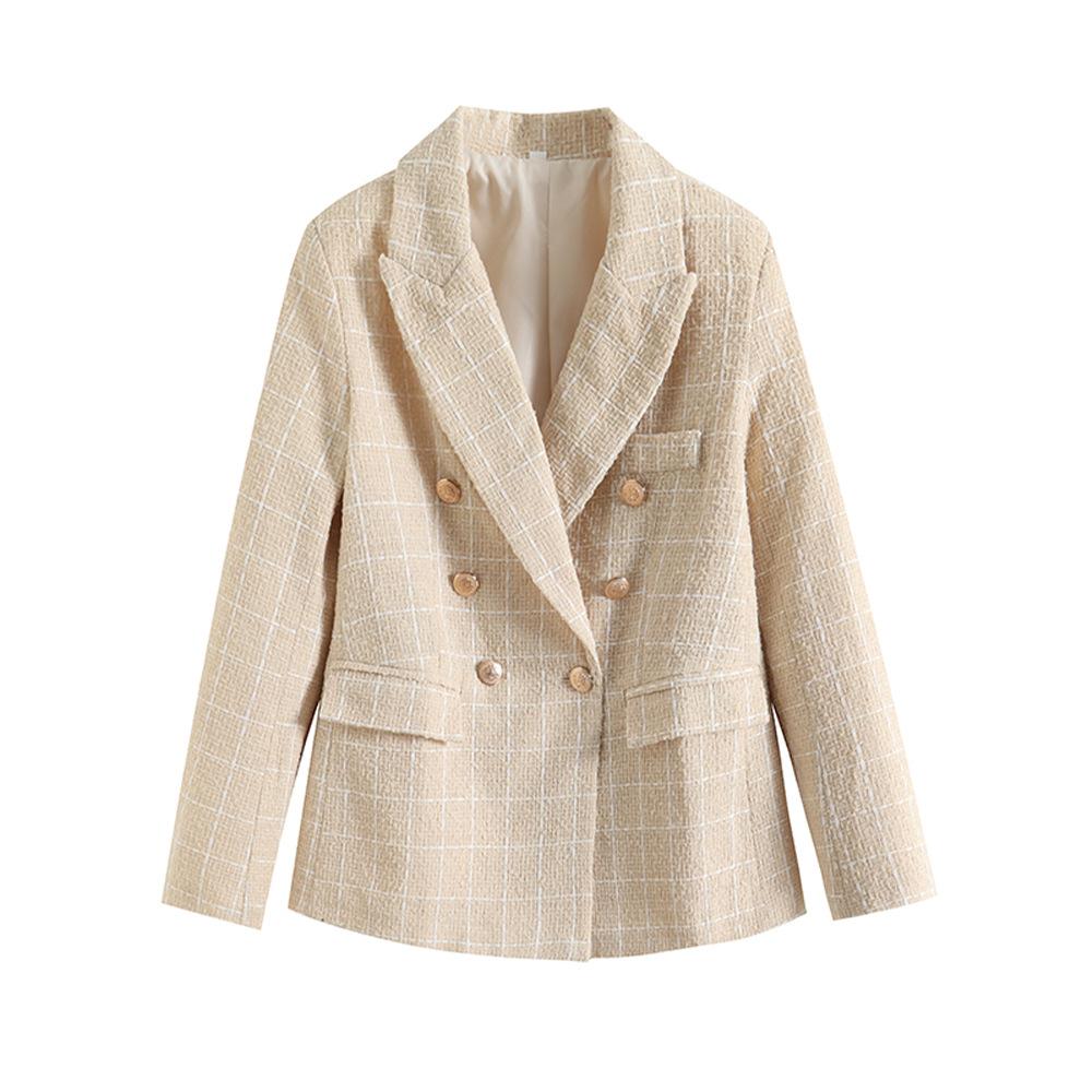 Blazer da Donna Verde Doppiopetto, Beige, Nero, Rosso Giacca da Tailleur da Donna, Cappotti Femminili Vintage Primavera