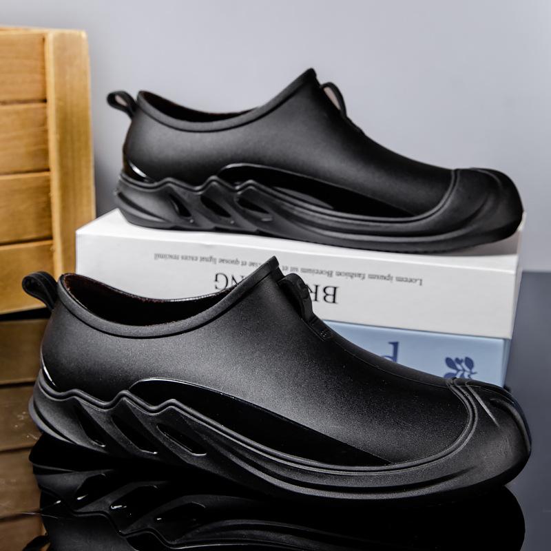 

Модные новые мужские резиновые сапоги, нескользящие, водонепроницаемые, короткие, резиновые сапоги, модные мужские, черные, для отдыха, рыбалки, автомойки, кухни, работы, резиновые туфли 41 чёрный