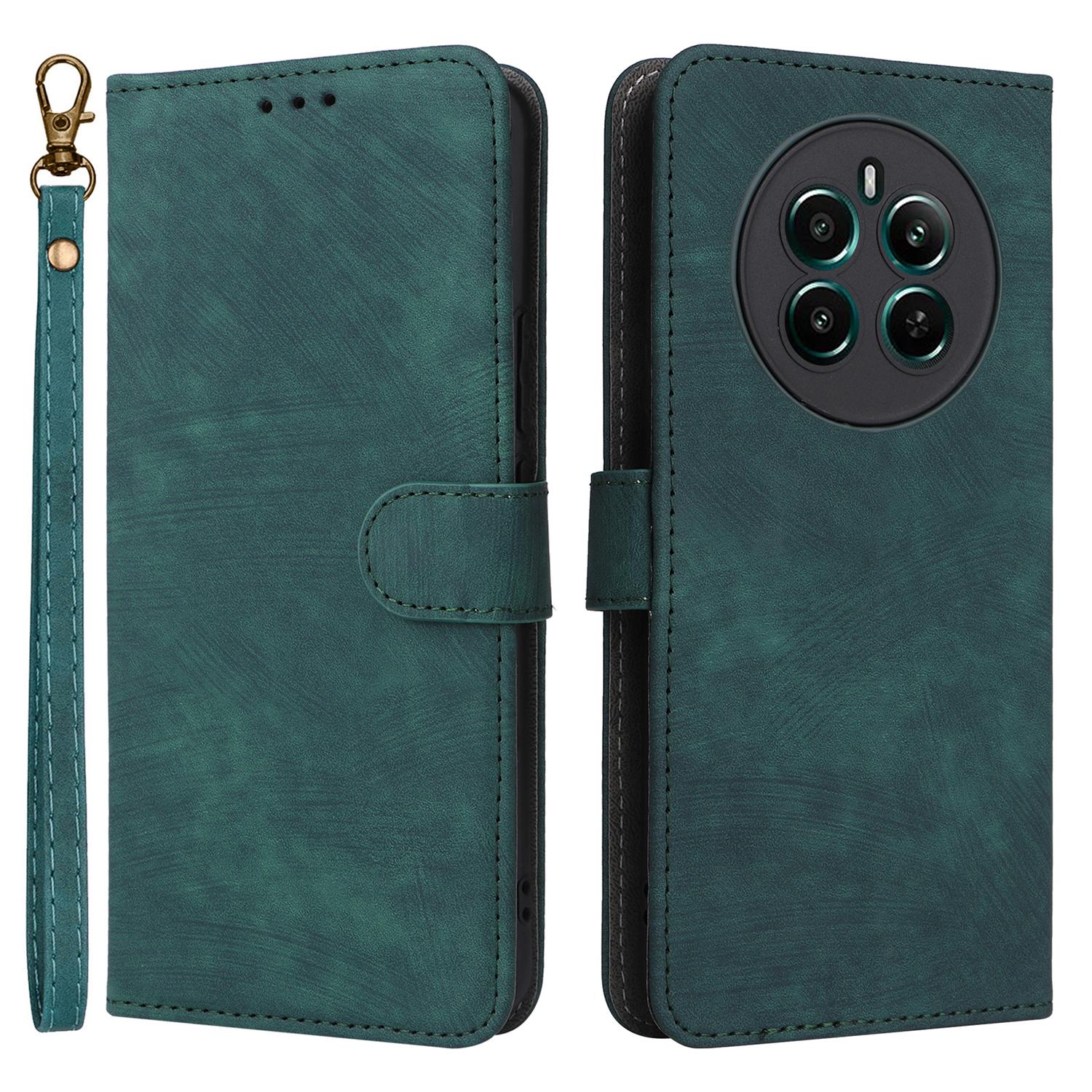 

Для Realme 12 4G/12+ 5G/Narzo 70 Pro 5G/Narzo 70 5G/P1 5G/13 4G Чехол-кошелек с блокировкой RFID, внутренняя оболочка из ТПУ, кожаная обложка для телефона Green