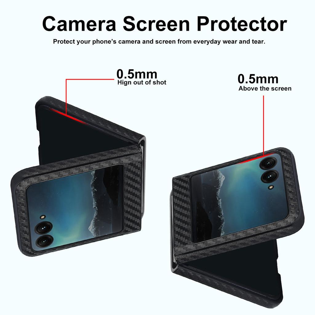 Luxury Carbon Fiber Texture Leather Phone Case for Motorola Moto Razr 40 Ultra Razr40 Built-in Stand Slim Protective Hard Cover