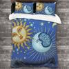 Retro Sun and Moon Duvet Cover Set with 2 Pillowcase Quilt Cover King Queen Size Polyester Comforter Cover for Kids Teens Boys