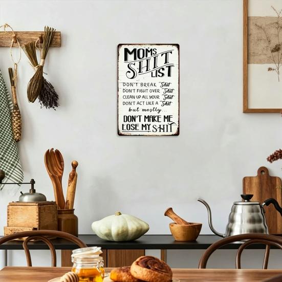 Retro Metal Sign Funny Moms Shit List/Chicken Butt/Welcome To Mimi's Place Poster Sign Vintage Farmhouse Wall Decor for Garden Yard Bar Porch Home