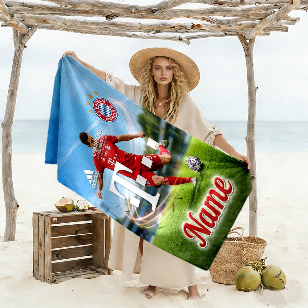 Bayern Munich Poster Customizable Name Beach Towel Super Soft & Absorbent