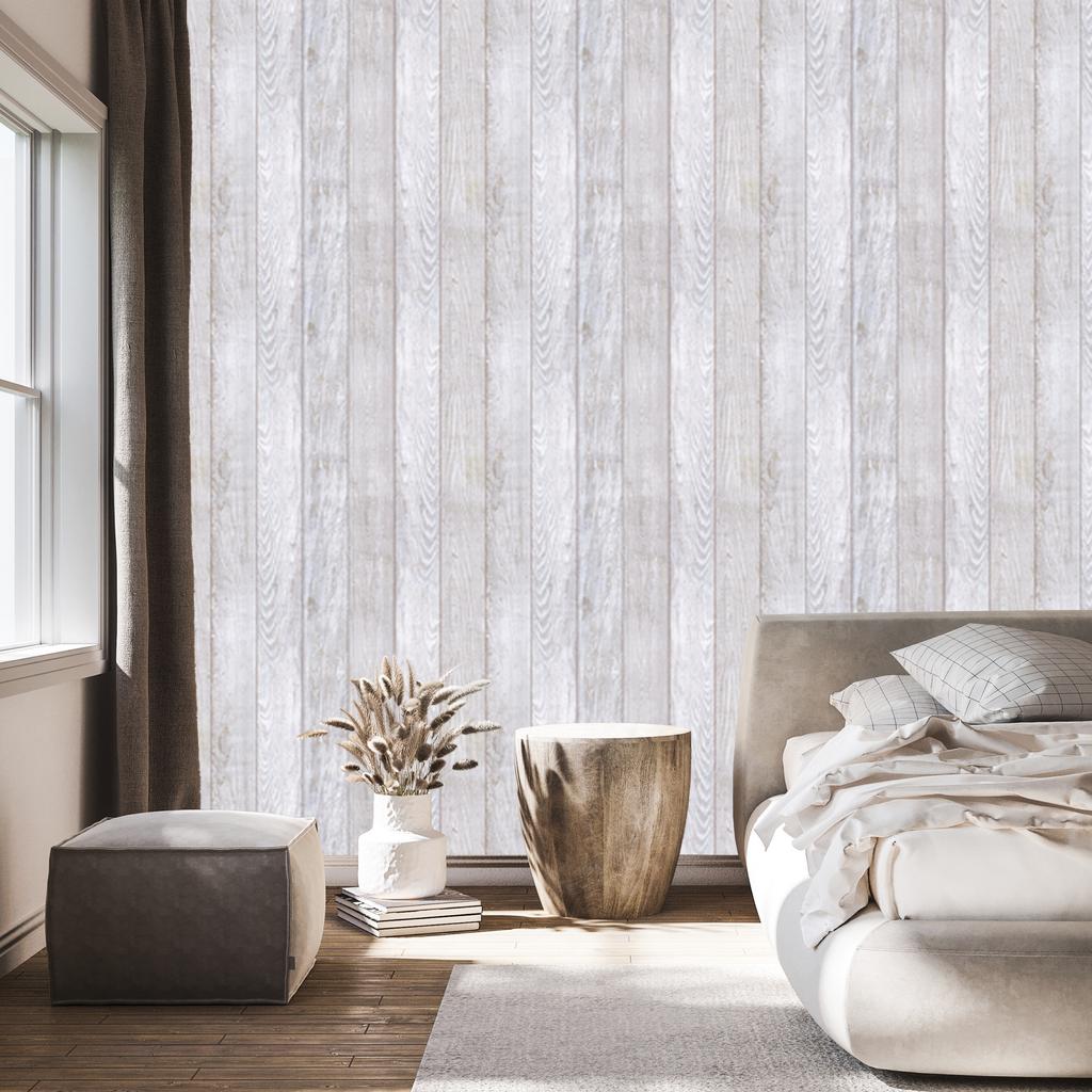 Scandinavian Style Wooden Planks Wallpaper for Living Room and Bedroom 50x1000