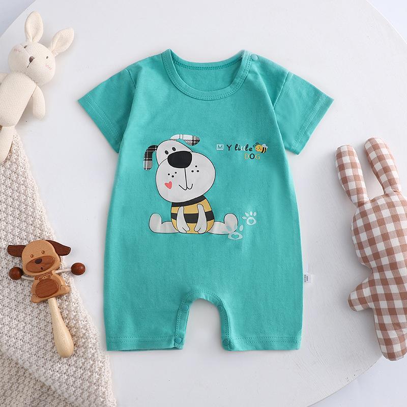 2026 Summer Kids O-Neck Short Sleeve Pajama-Rompers Baby Spring Short Crawling Clothes Cartoon Cotton Jumpsuit for Girl Boy