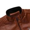 Men's Washed Pu Leather Jacket Men's Stand Collar Men's Motorcycle Leather Jacket Men