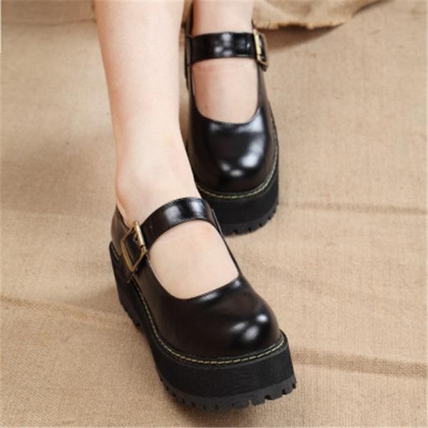 2021 Japanese High School Girl Shoses Women Flats Platform Jk Uniform Mary Jane Ankle Strap Student Ladies 34-43