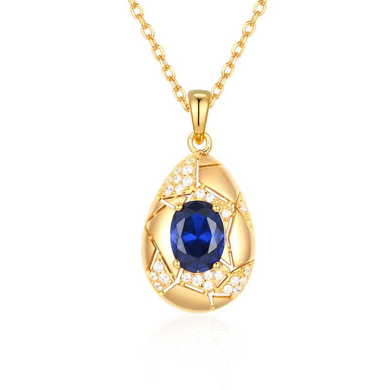 925 Sterling silver sapphire zircon necklace, light luxury high-end collarbone chain, fashionable women's high-end jewelry, daily wear jewelry gifts