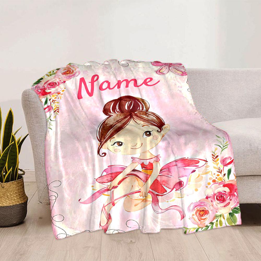 Ballet Girl Home Customize Your Name Blankets Comfortable Soft Lightweight Allseason Multipurpose Blanket For Picnic Sofa Office Bed Living Room