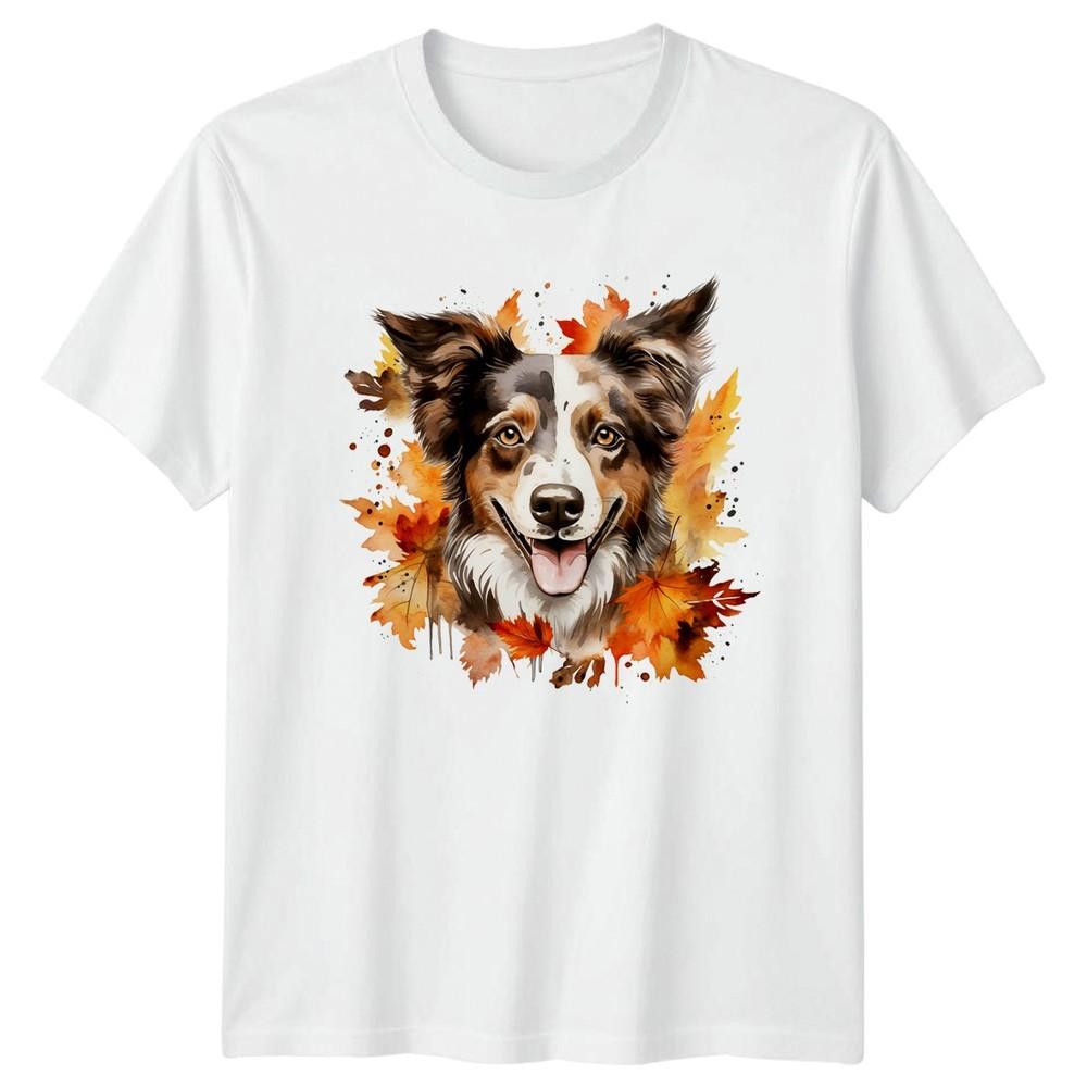 Cute Fall Dog Watercolor Clipart TShirt Aussie Dog Gift For Him And Her
