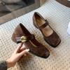 French retro Mary Jane women's shoes thick heels single shoes 2025 new spring and summer gentle matching skirt evening high heels