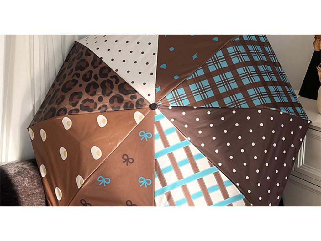 Korean Style Sun & Rain UV Protection Umbrella for Women - Manual Foldable with Curved Hook and Black Glue Sunshade