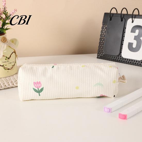 Girls Pencil Case Cute Floral Case, Mini Cotton Pouch for Pens Pencils Erasers, Lightweight Zipper Storage Bag Students, Kawaii Stationery Organizer
