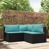 Vidaxl 3-Cz. Set da Salotto per Giardino, Cuscini, Rattan Nero PE