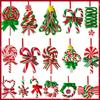 12/16Pcs Colorful Christmas Lollipop Ornaments Handmade Craft Wood Candy Cane Hanging Decoration Wooden Pendant Holiday Decor