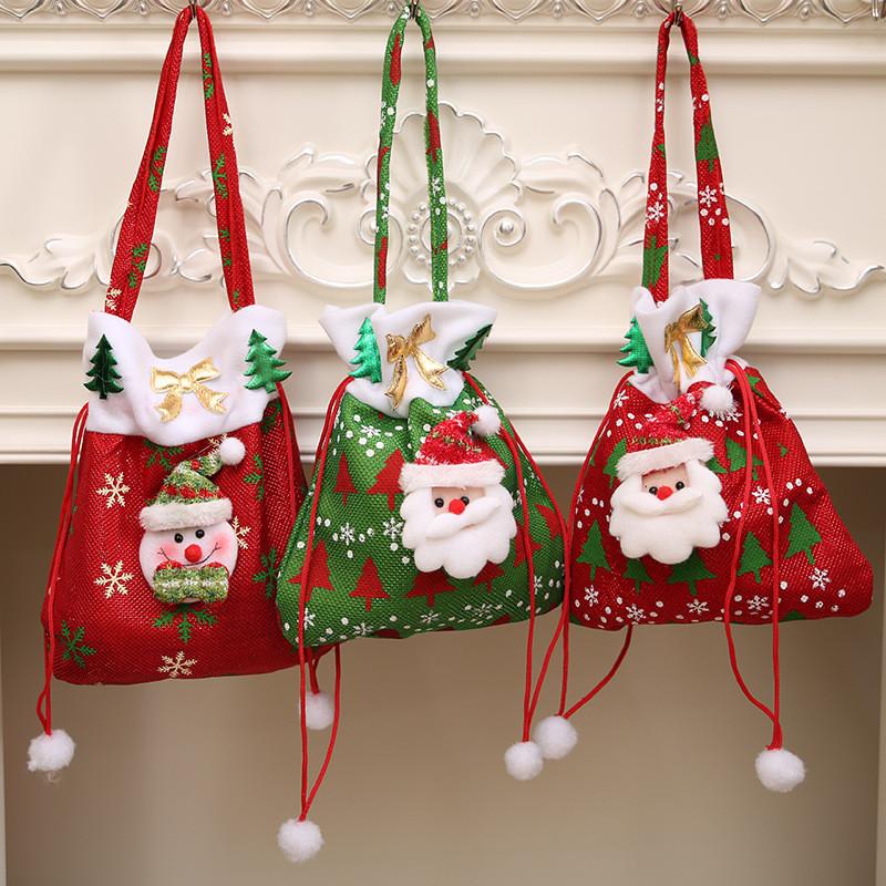 Festive Christmas Candy Bag With Reindeer Print For Holiday Party Supplies And Gifts