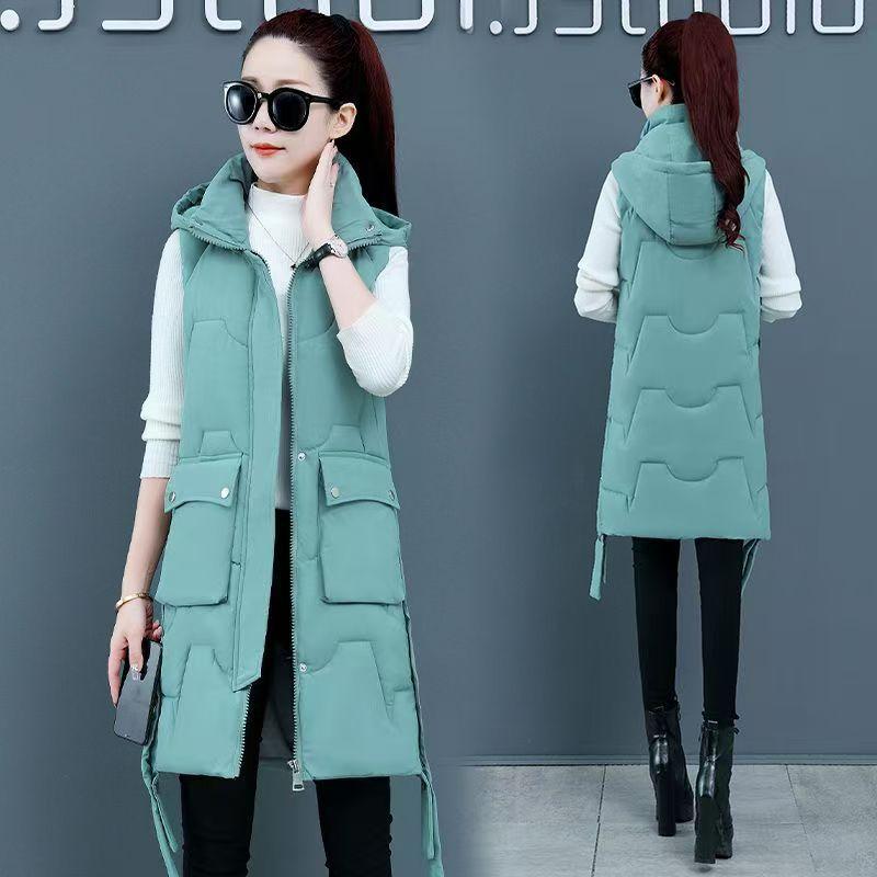 

Модный хлопковый жилет женский, средний и длинный, осенне-зимний, утолщенный теплый жилет, куртка, тонкий и тонкий студенческий жилет, прилив 3XL recommends 72580kg