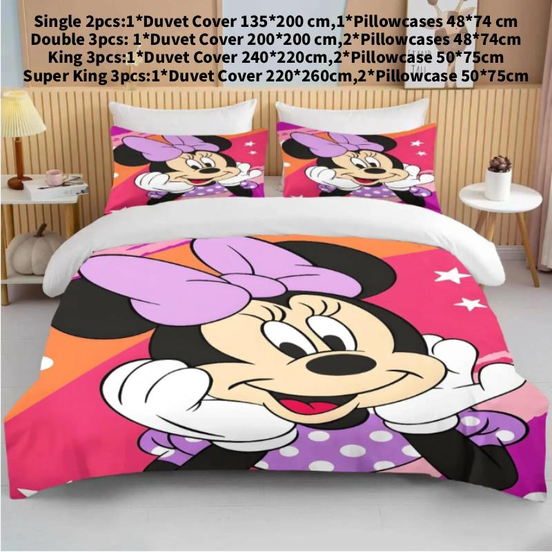 Minnie Bedding Mouse Sets Soft Cover Bed Duvet Pillow Case Decoration Bedroom