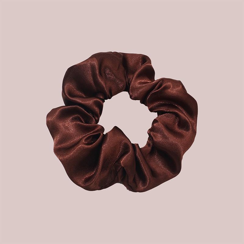 8Pcs  Satin Fabric Sausage Loop Hair Rings Set Solid Colour Fabric Loop Hair Rope Hair Scrunchies Scrunchy Black Coffee