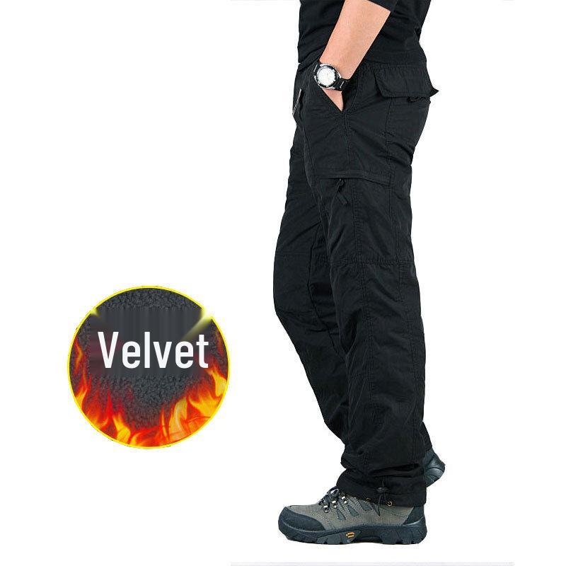 Men's Plus Velvet Thick Warm Cotton Casual Pants, Large Size - Autumn & Winter