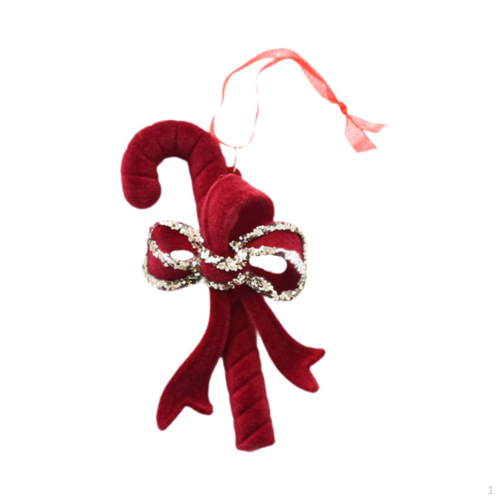 

Рождественская елка подвесное украшение красное флокированное украшение для окна домашний декор вечеринка рождество Cane 11x6cm