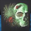 NOS Vintage 80s SPIDER WEB SKULL PAPER THIN T-Shirt MEDIUM Skeleton Halloween