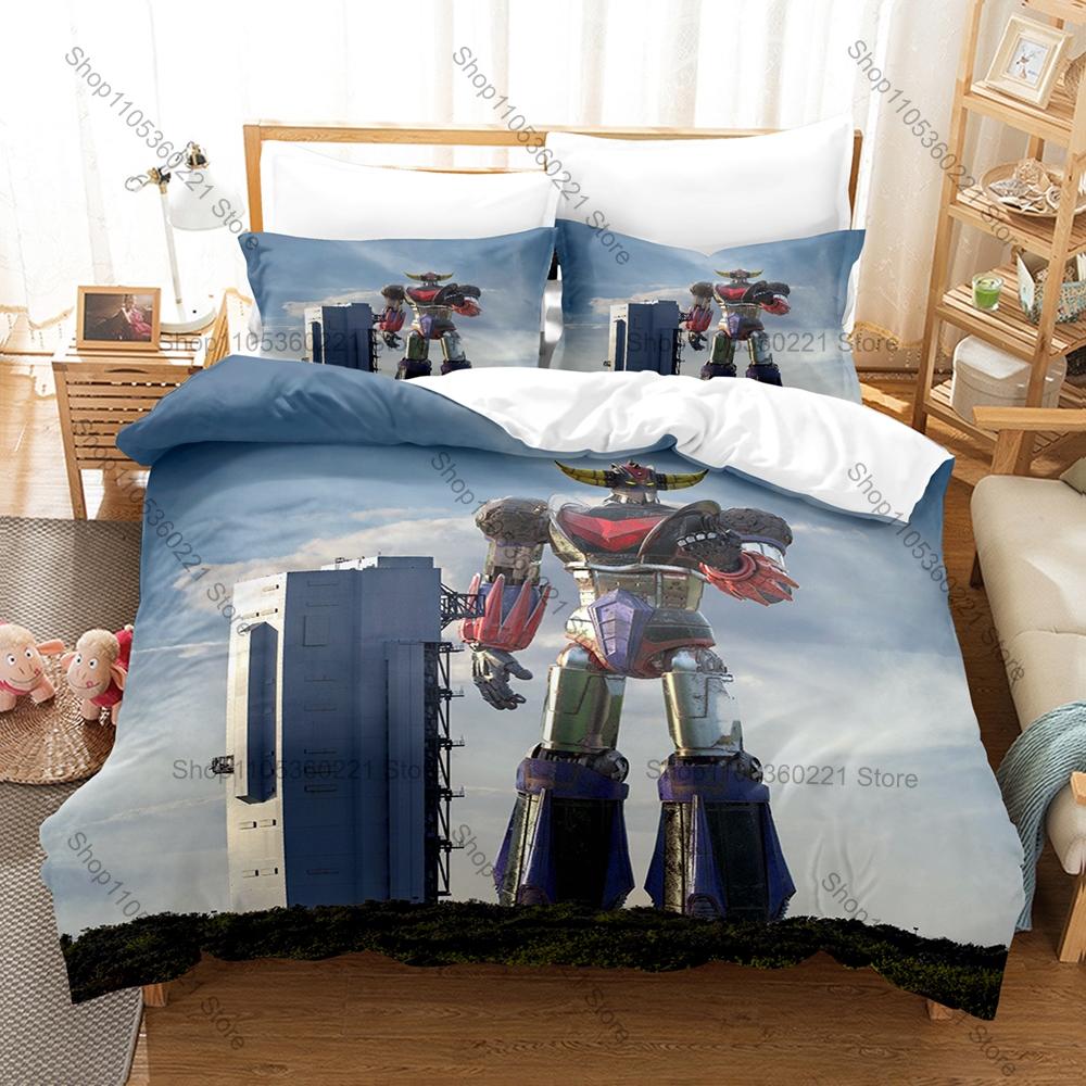Cool Classic Robot Grendizer Bedding Set 3 Piece Duvet Cover Set Vintage Kpop Bed Linen for Bedroom Decor for Boys Bedroom Decor