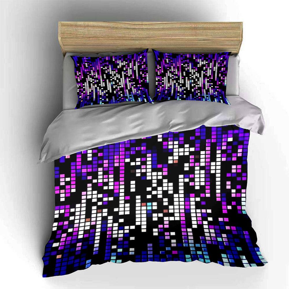 Colorful Pixel Art Decor Set Bedding Set with 1 Duvet Cover 2 Pillowcases Single Double King Queen, Gift