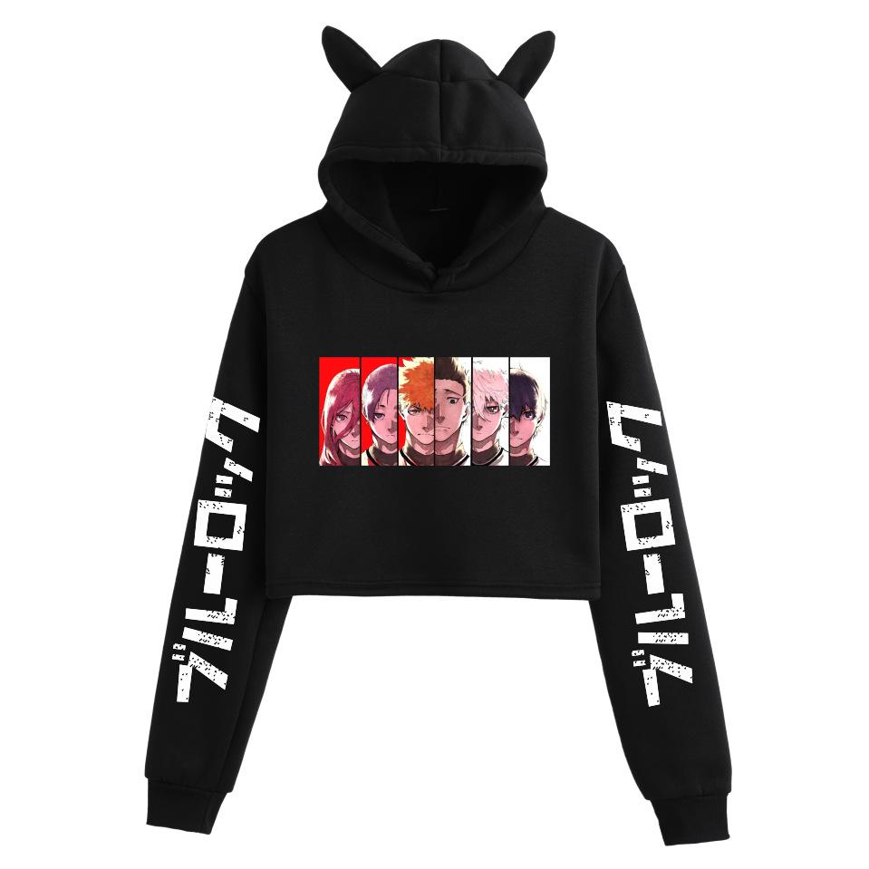 Blue Lock Cat Ear Hoodie for Women - Two-Dimensional Print, Casual, Autumn/Winter