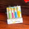 Retro Colorful Print Birthday Candle with Colored Flame for Cake Decoration