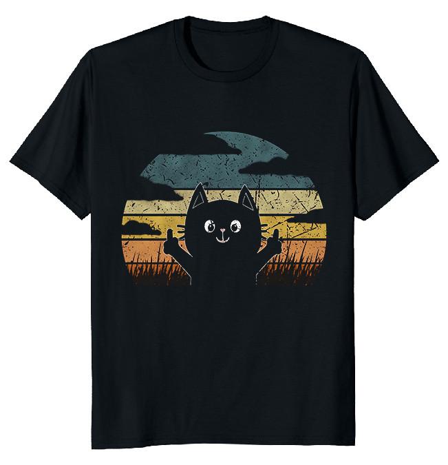 NEW LIMITED Cat Middle Finger Novelty Heavy Cotton Tee L