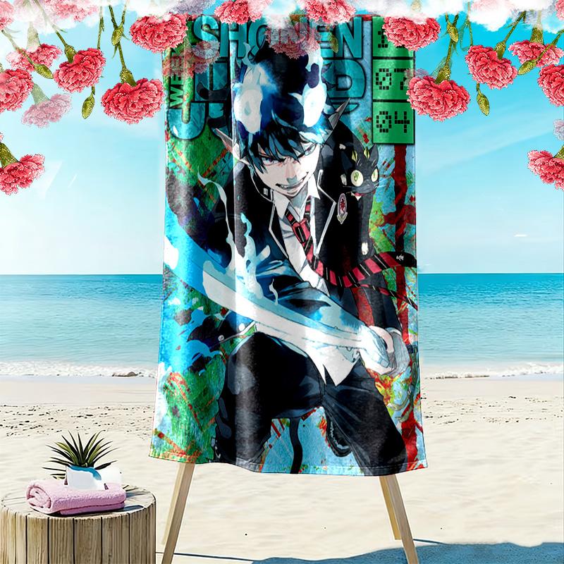 Blue Exorcist 2D Flat Print Beach Towel, Large Soft Quick Dry Towel for Beach Camping SwimmingFSTJ261012376