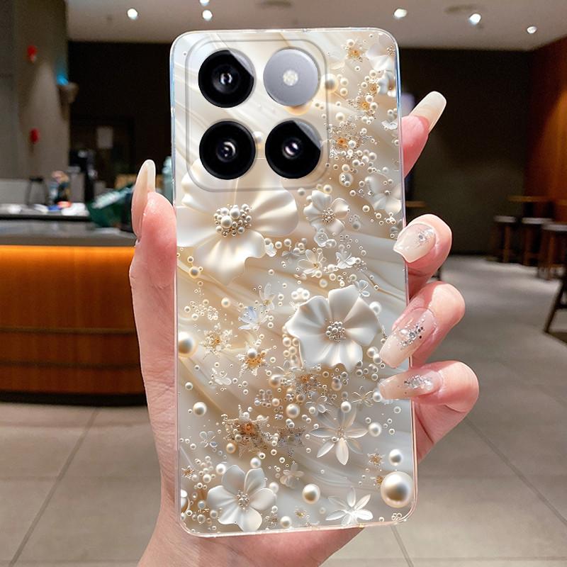 For Xiaomi 14T / Xiaomi 14T Pro Case Clear Luxury Fashion Butterfly Flower Soft TPU Silicone Casing Cover Transparent Phone Case