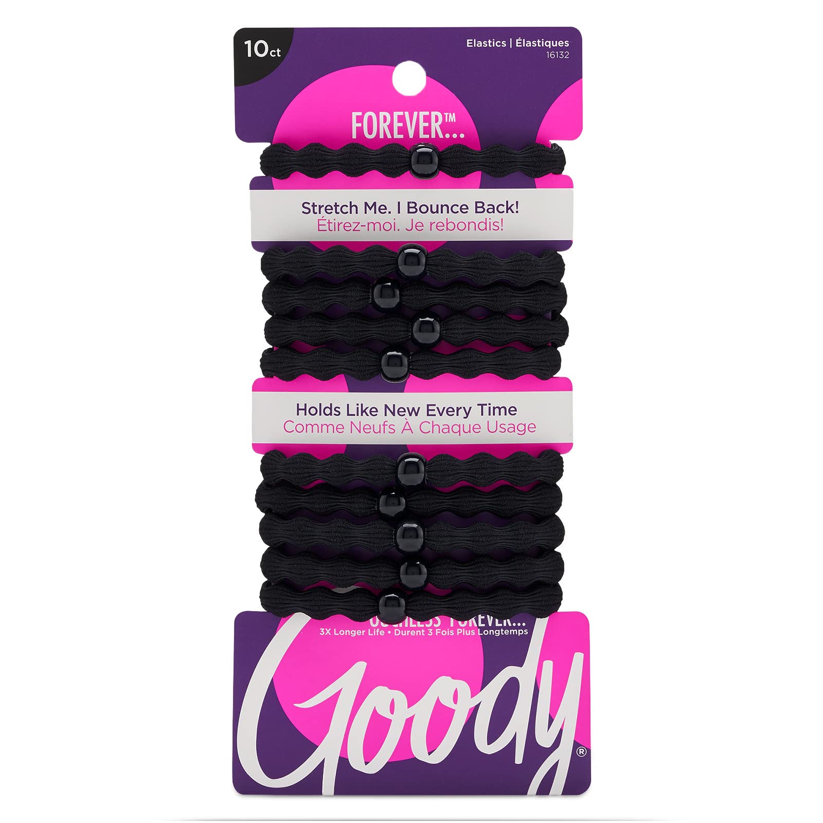 

Goody Ouchless Forever Hair 3x Прочные Эластичные Надежные Внутренние Аксессуары для Укладки для Женщин и Всех Типов Волос Резинки, 10 штук, Черные, Не повреждающие волосы резинки, чёрный