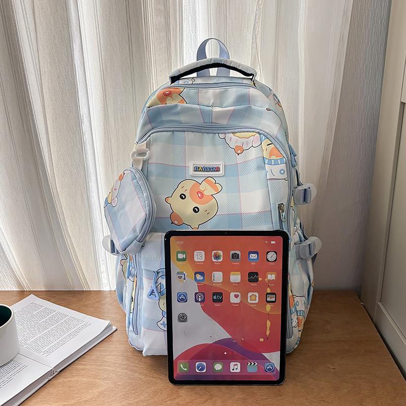 Children's Schoolbag Women's Cartoon Printed Large Capacity Backpack with Coin Purse