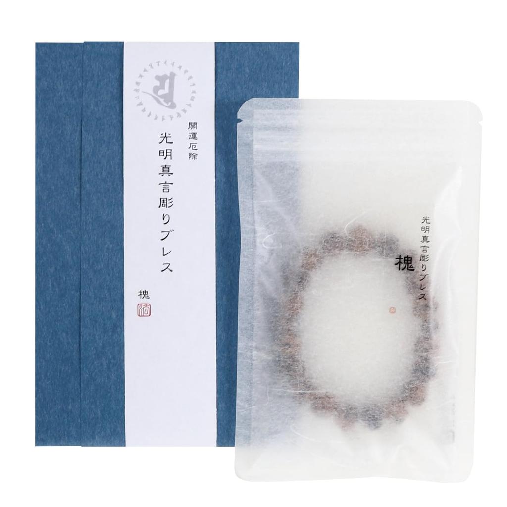 [Hotokudo] Komyo Mantra Wyrzeźbione Koraliki 8mm Sophora (Laguna) Bransoletka z paciorków (16,5 cm)