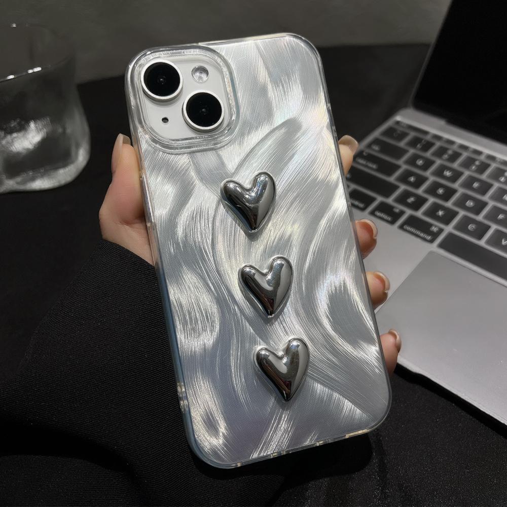 Luxury Love Heart Phone Case For iPhone 16 Pro Max Funda iPhone 13 15 11 12 14 Plus 16promax 15promax 14promax Soft IMD Covers