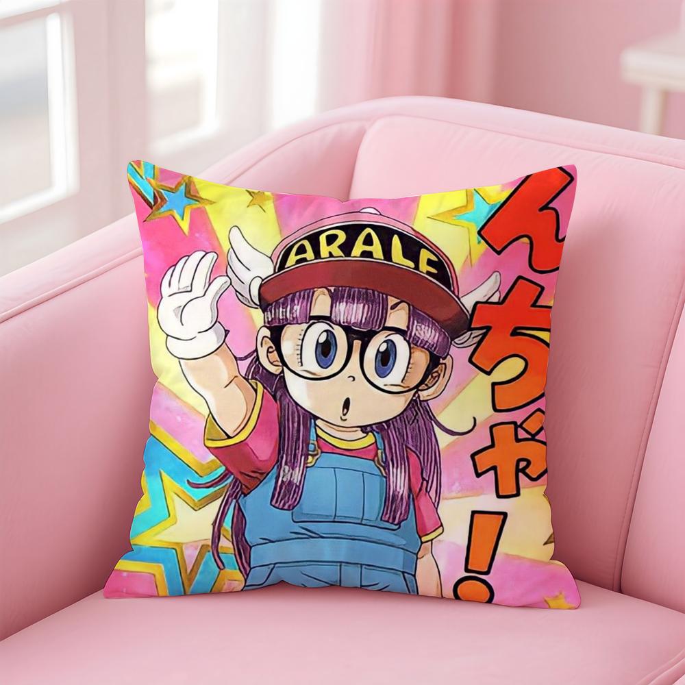 Cartoon Dr SSlump Arale Cushion Cover Linen Pillowcase Cover Soft Decor for Sofa Home Room