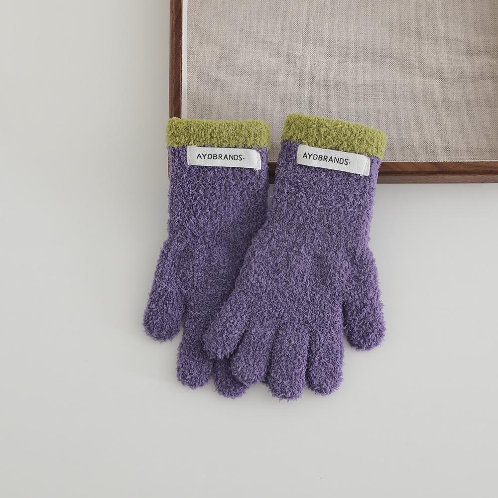 Children Gloves New Winter Lovely Coral Fleece Patchwork Letter Warm Baby Mittens Soft Full Finger Gloves Autumn Kids Gloves