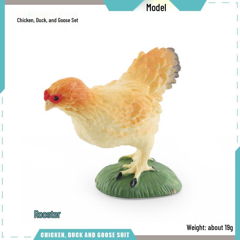 Cross-border Farmyard Decorative Chicken Figurines: Rooster, Hen, and Chicks Pecking in Courtyard with Woman, Rice, and Flower Bed