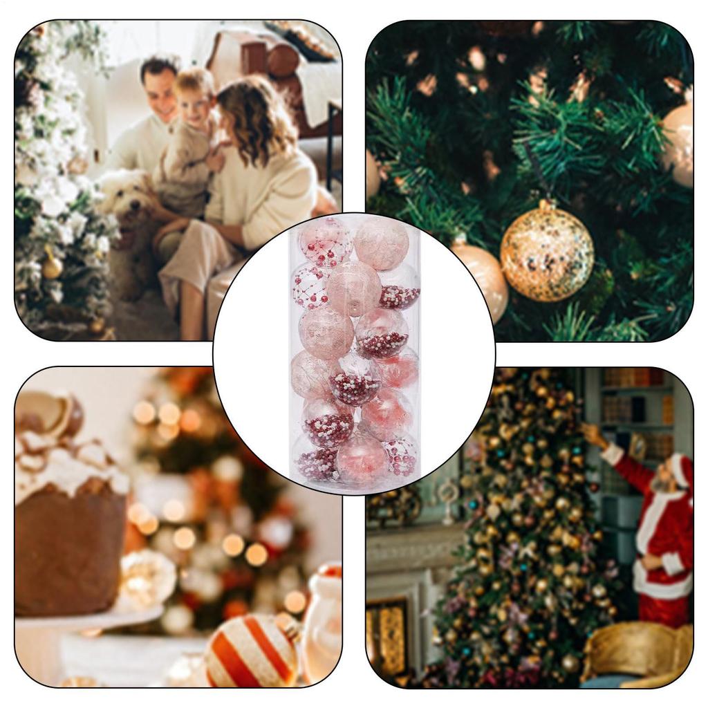 Christmas Ball Ornaments 24 Pieces Clear Christmas Balls Holiday Decorations for Home Party Supplies Room Offices Dormitory