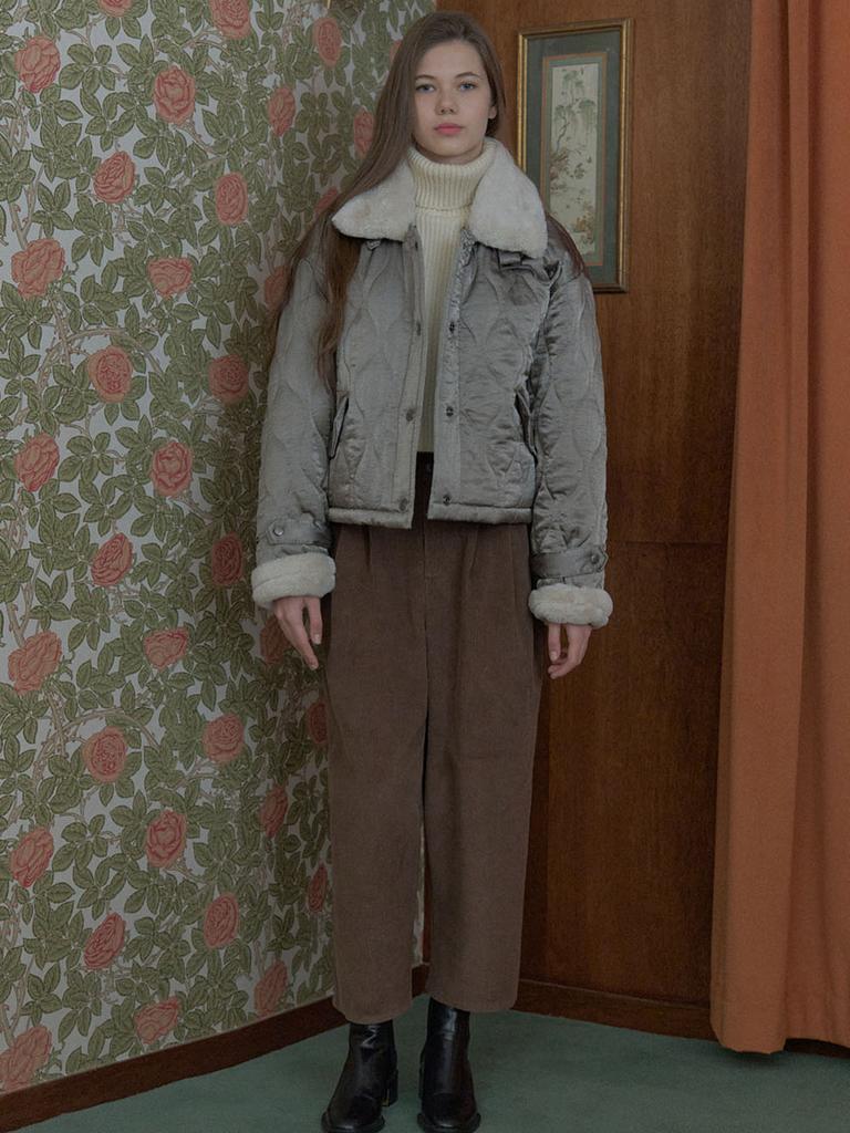 Avang Corduroy Crop Banding Pants - Brown