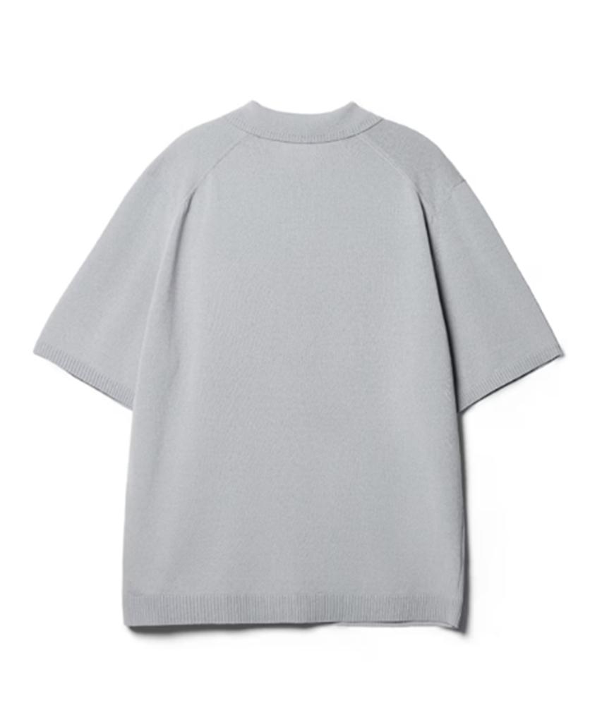 Hejiseu [His] Gray Cool Linen Short Sleeve Collared Knit